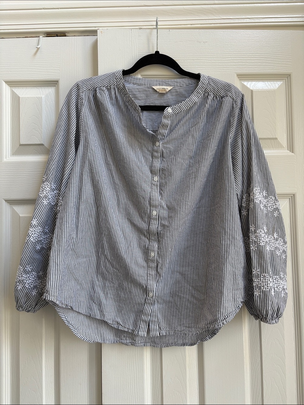 Lucky Brand Navy and White Striped Shirt